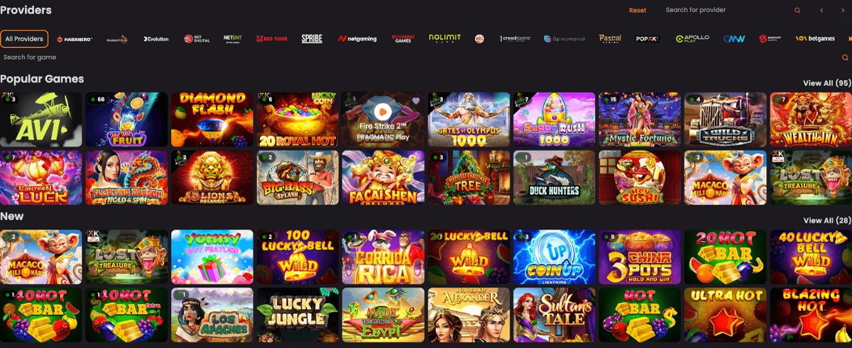 Top software providers at ApexBets Casino in South Africa